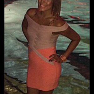 Tan/orange mini dress